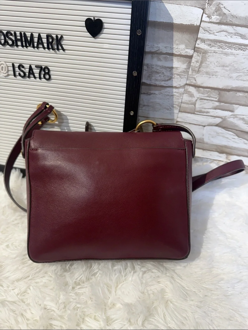 Tory Burch Burgundy Leather Miller Crossbody Bag